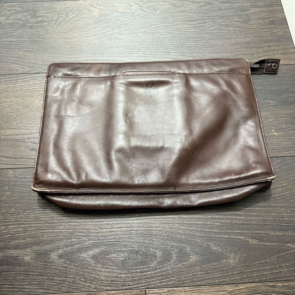 Vintage Rare YSL Yves Saint Laurent Brown Portfolio Briefcase Bag